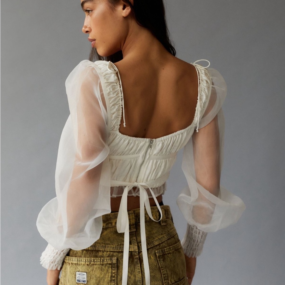 Elegant White Sheer Sleeve Top